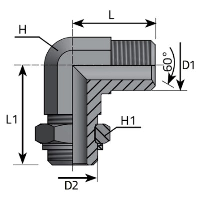 Codo 90º Macho Orientable BSP Gas 60º Forjado