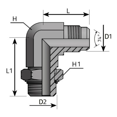 Codo 90º Macho JIC 37º - Macho SAE UNIF Orientable