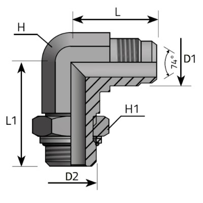 Codo 90 Macho JIC 37- Macho BSP Orientable