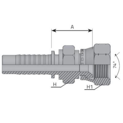 Hembra Recta Prensar JIC DOBLE HEXAGONO