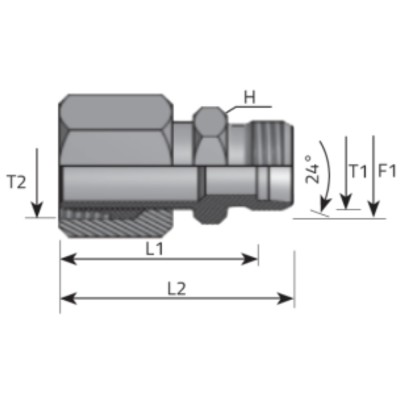 Adaptador Macho - Tuerca Loca 24º (mm)
