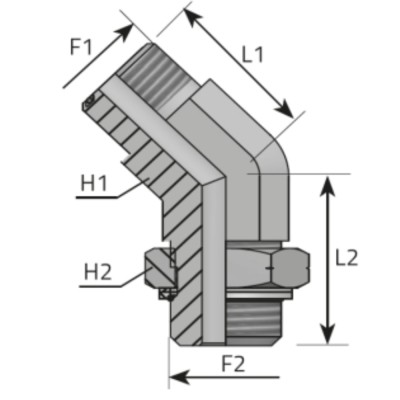 Codo 45º Macho ORFS - Macho Orientable