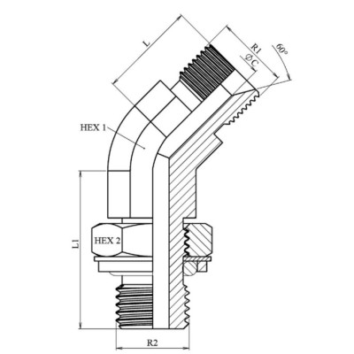 Codo 45º Macho - Macho Orientable Forjado