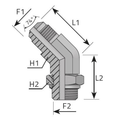 Codo 45º Macho JIC - Macho BSP Orientable