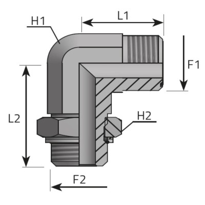 Codo 90º Macho ORFS - Macho BSPP Plano Orientable